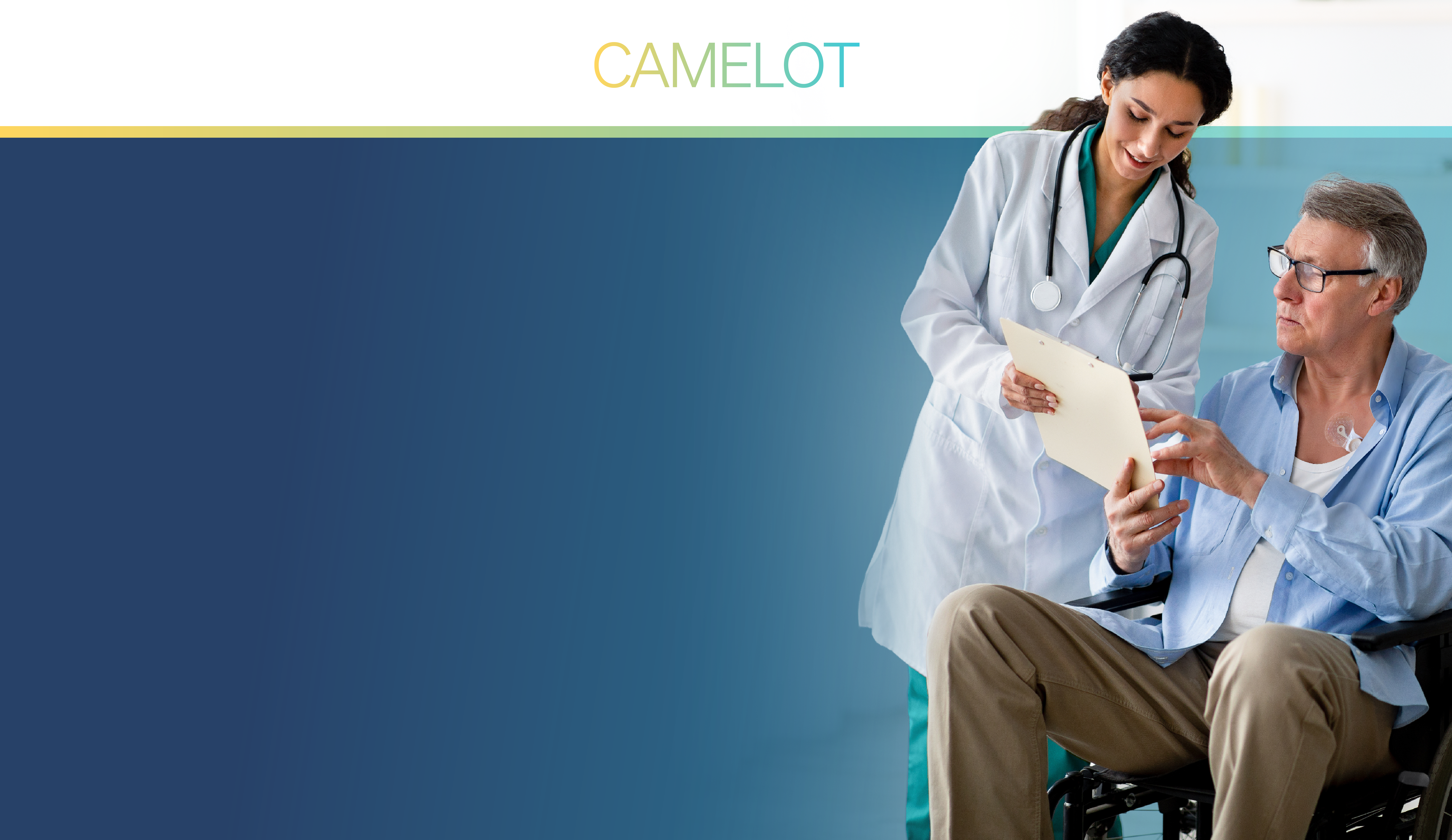 A photo of a physician speaking with a patient who is wearing the Zio monitor. 